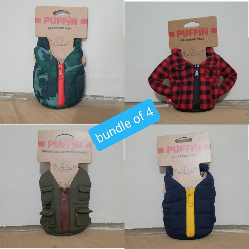 NEW! Puffin Beverage Vest Bundle Of 4 NWT